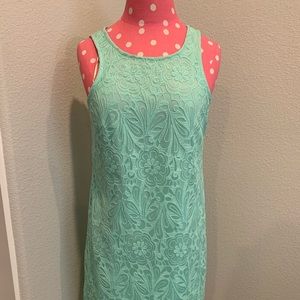 Francescas Mint Colored Lace Overlay Mini Dress